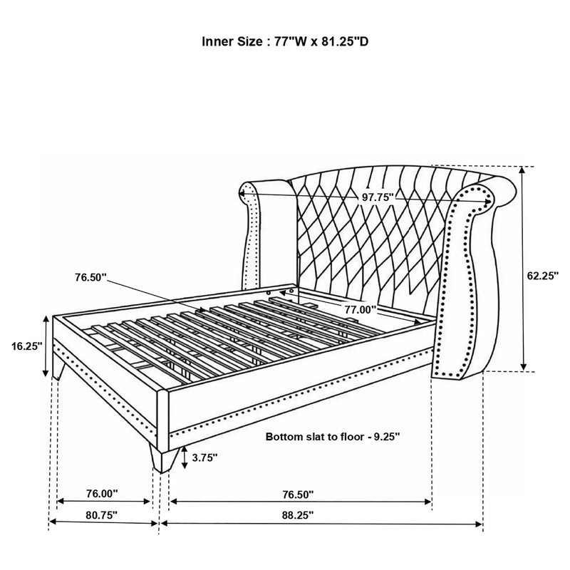 Barzini Upholstered Eastern King Wingback Bed White by Unique Piece Furniture