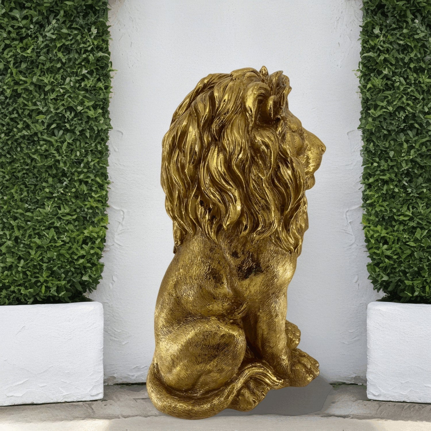 24" Lion Statue, Resin Outdoor Guardian Sculpture by HouseOfZazla