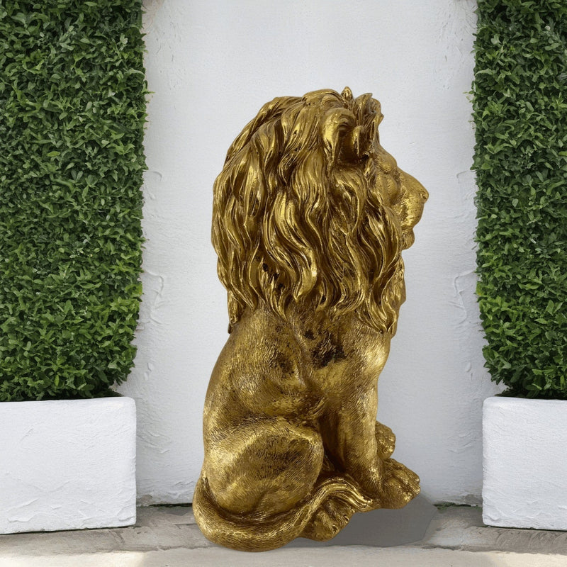 24" Lion Statue, Resin Outdoor Guardian Sculpture by HouseOfZazla