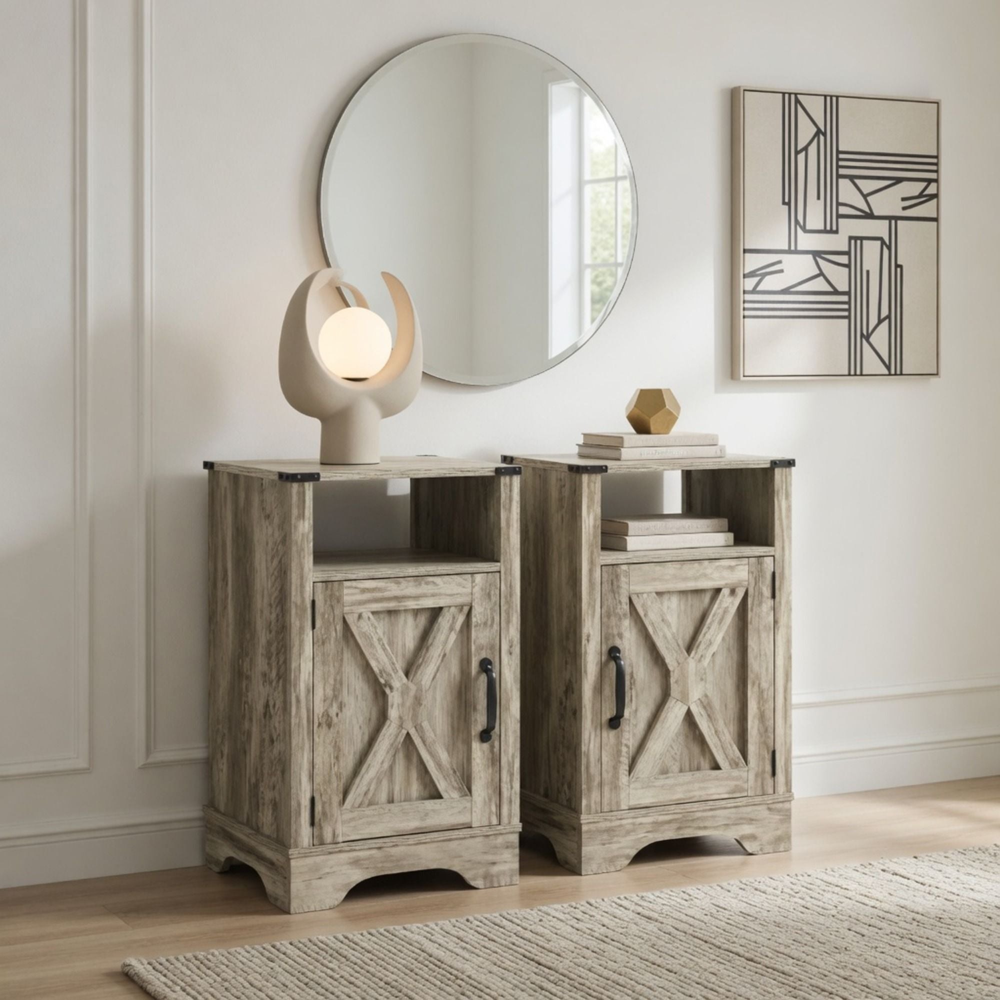 Farmhouse Nightstand, Charging Station & Storage by HouseOfZazla