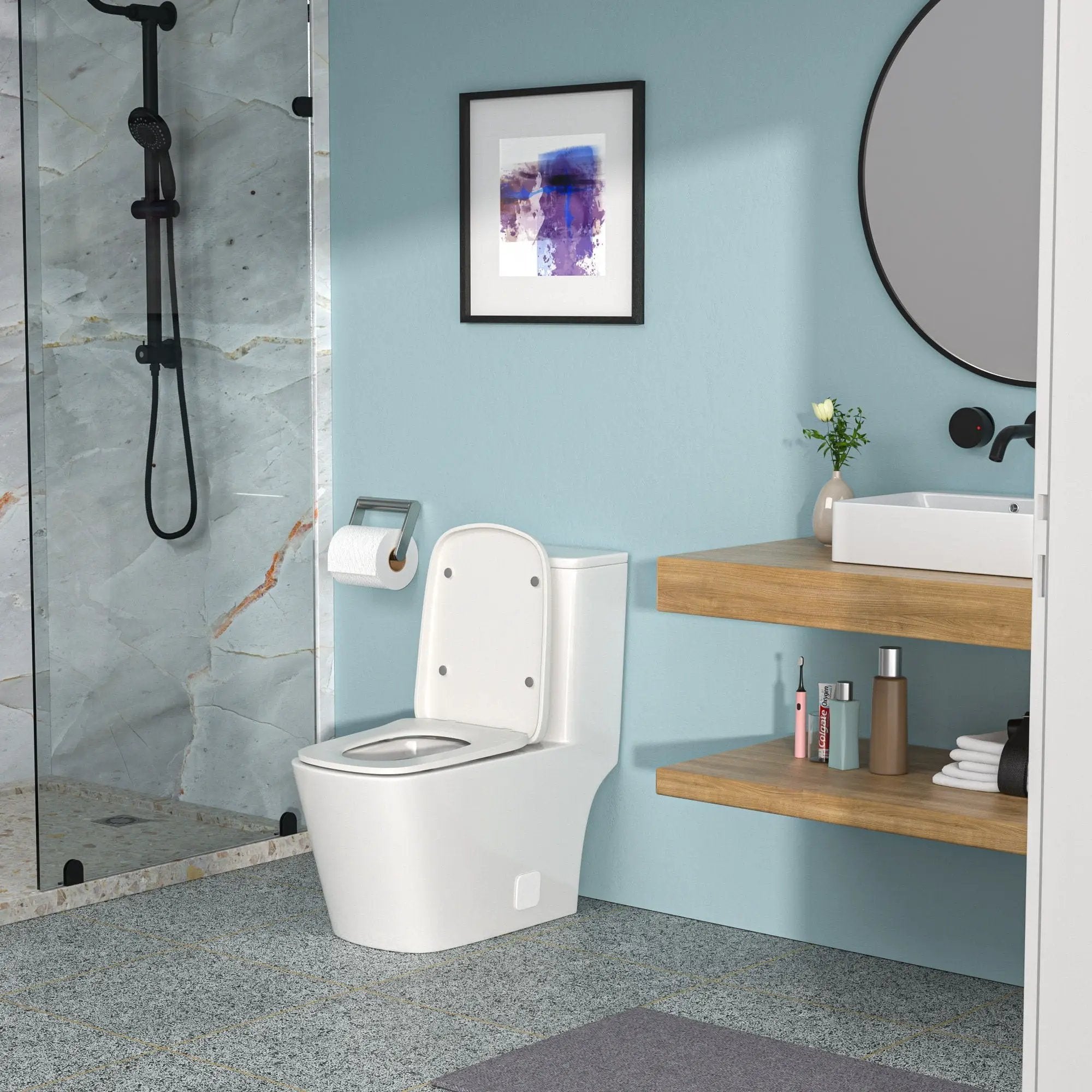 1 Piece Toilet With Single Flush And Soft Closing Seat - White by HouseOfZazla
