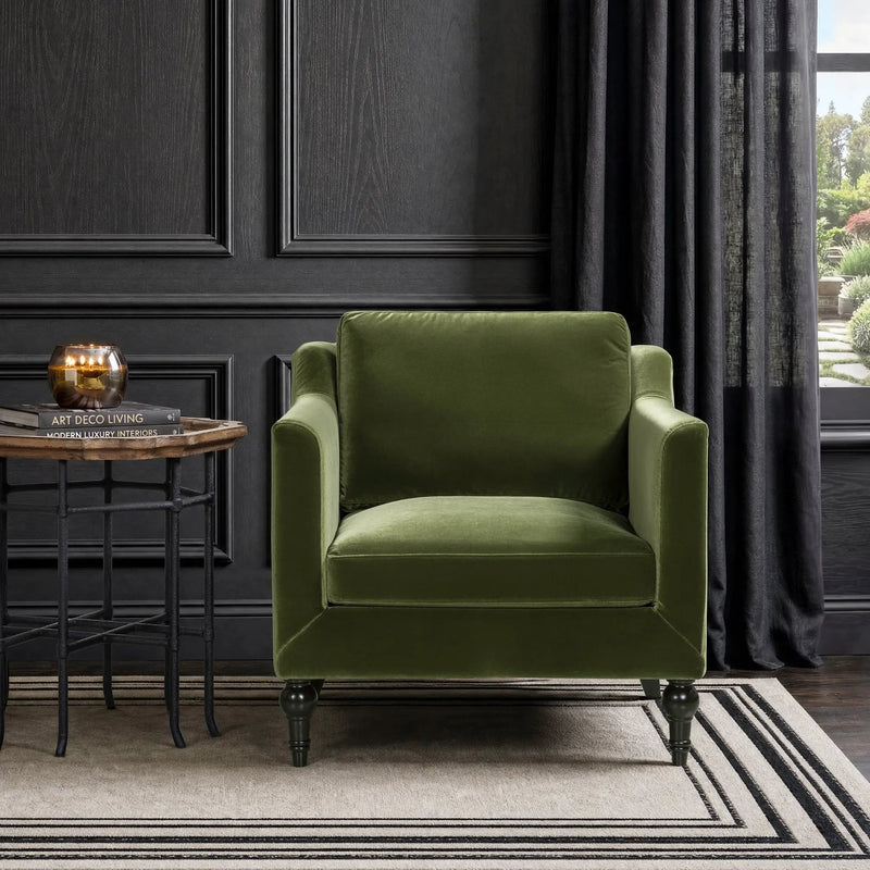 Josephine 33" Upholstered Accent Chair, Olive by HouseOfZazla