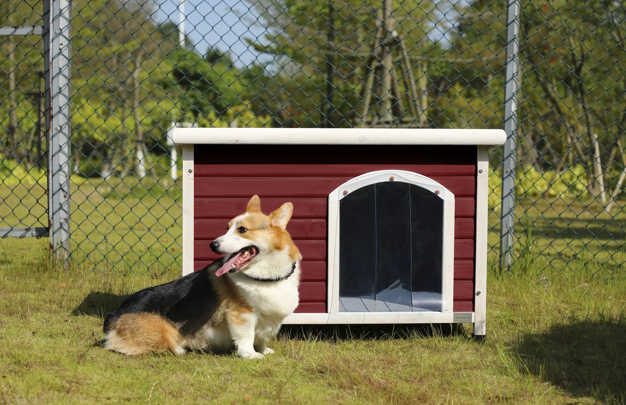 Medium Wooden Outdoor Dog House, Waterproof Roof, Elevated Floor, Adjustable Plastic Feet by HouseOfZazla