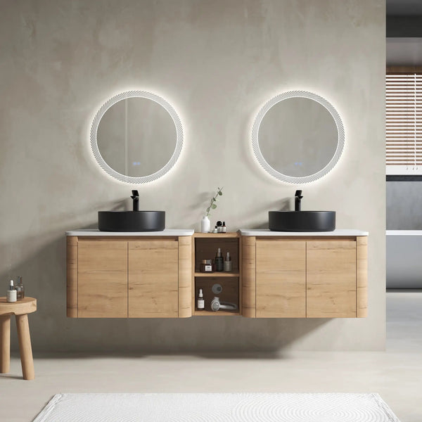 72" Wall-Mounted Bathroom Vanity With Ceramic Art Sink