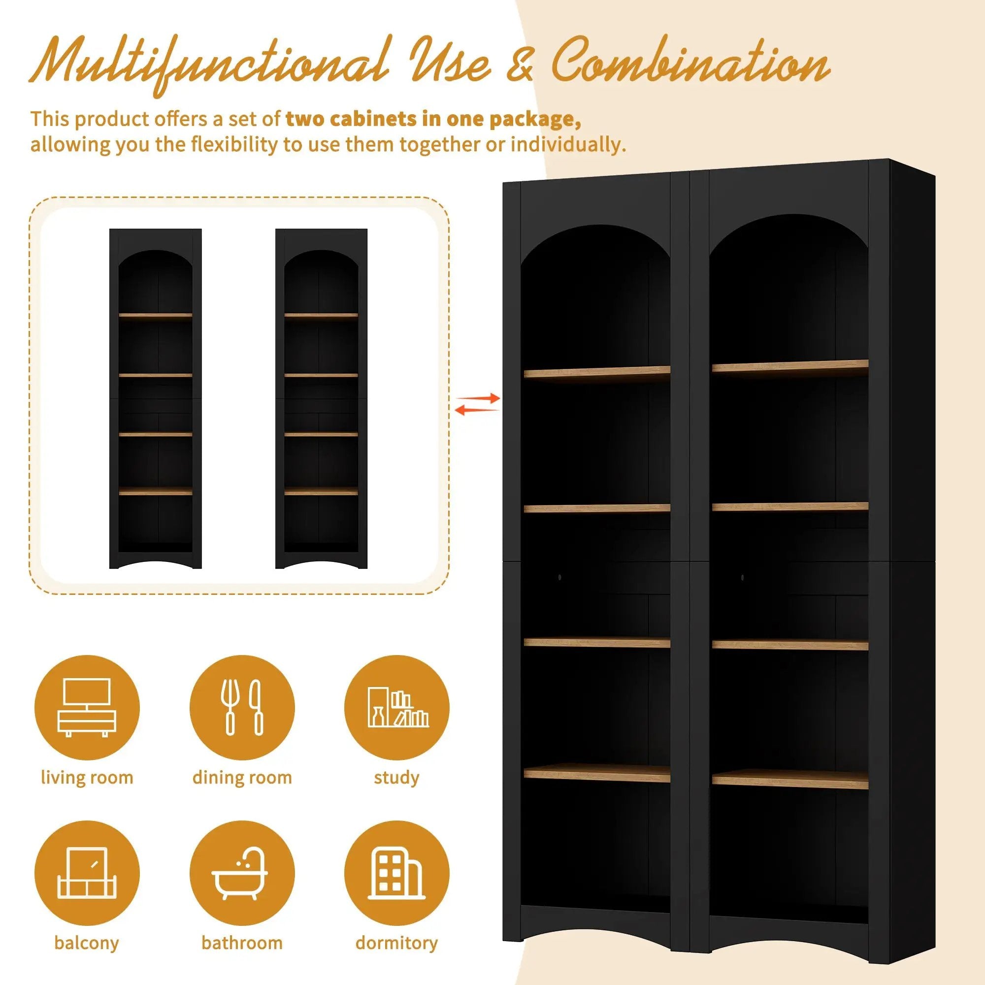 On-Trend Free Standing 5 Tier Bookshelves, Bookcases Set of 2 by HouseOfZazla