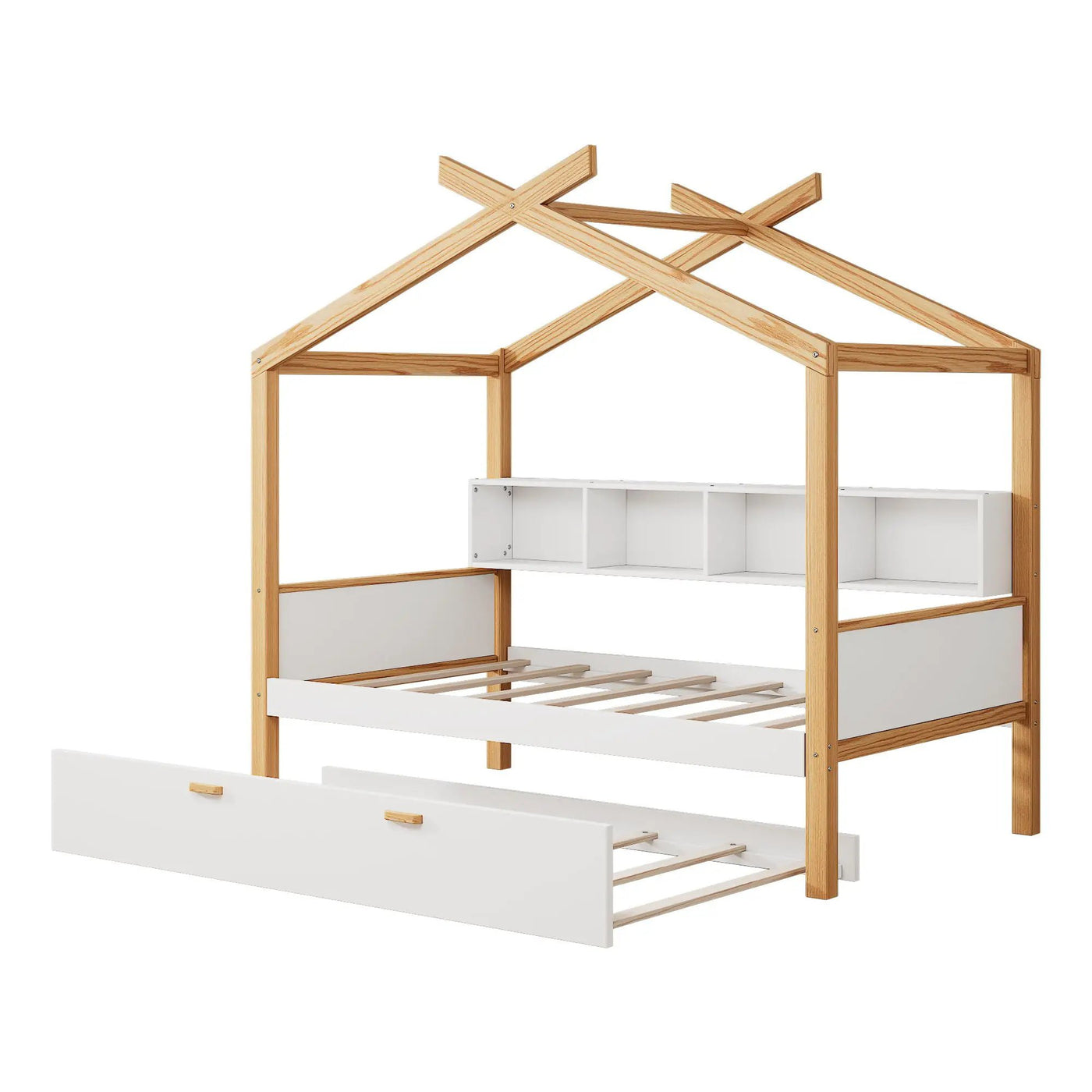 House Bed With Bookshelf Storage by HouseOfZazla