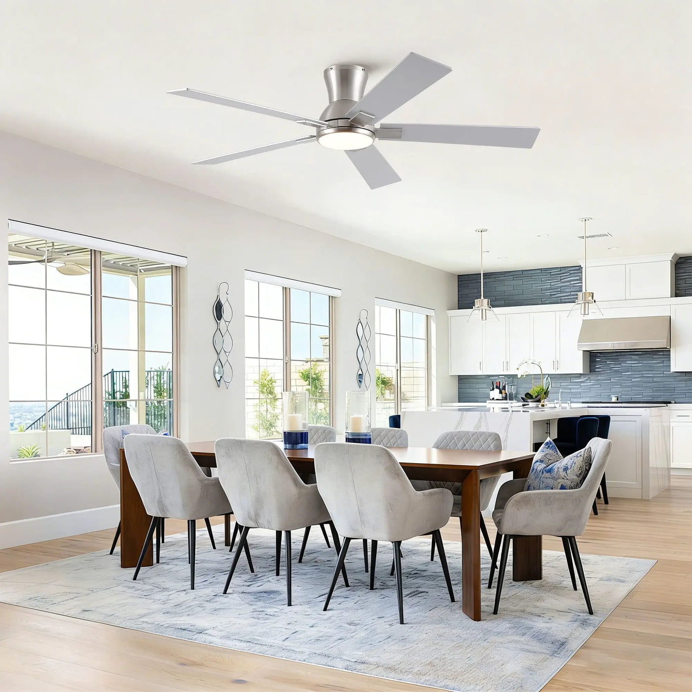 Low Profile Flush Mount Intergrated LED Ceiling Fan With Light And Reversible Quiet Motor by HouseOfZazla