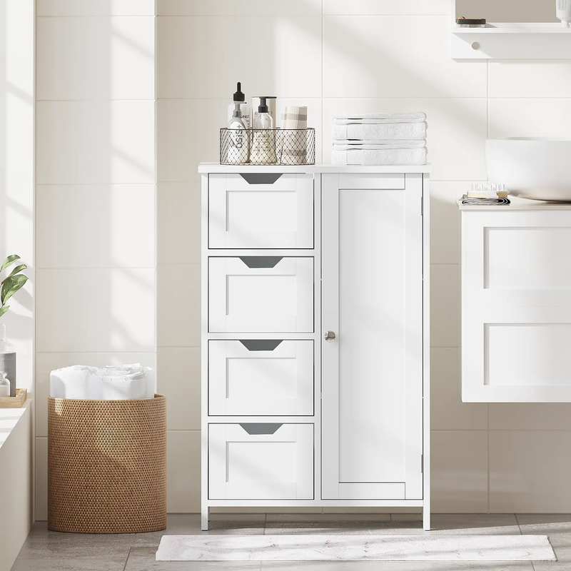 Bathroom Storage Cabinet with 4 Drawers and 1 Door by HouseOfZazla