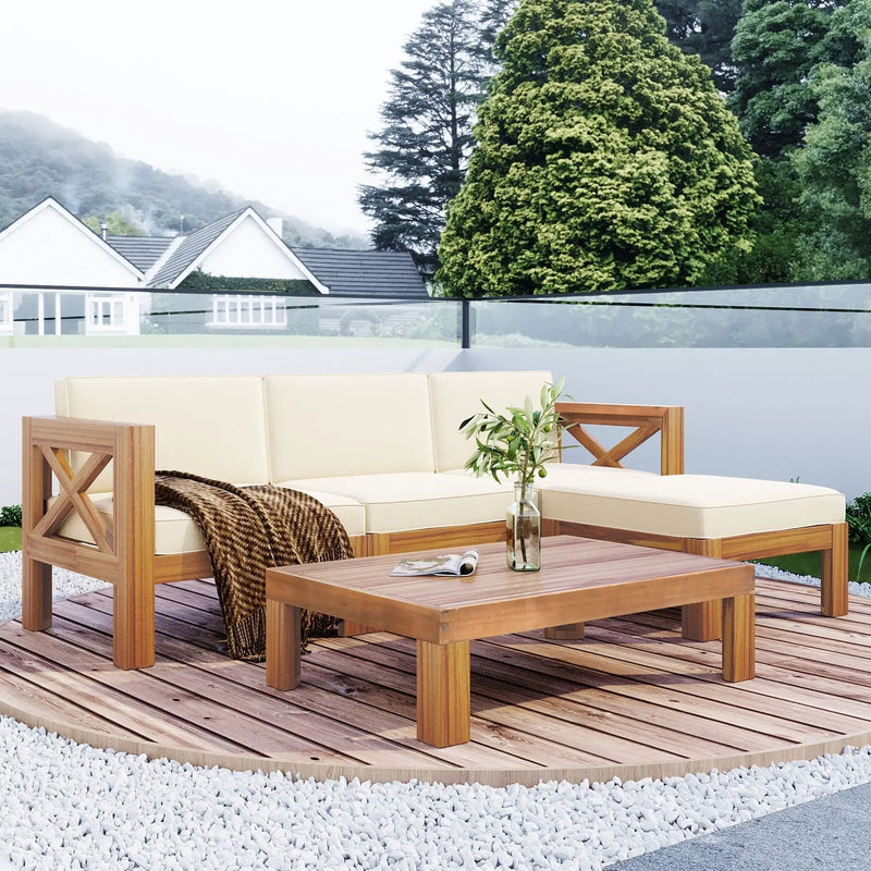 Topmax Outdoor Patio Wood 5-Piece Sectional Sofa Seating Group Set by HouseOfZazla
