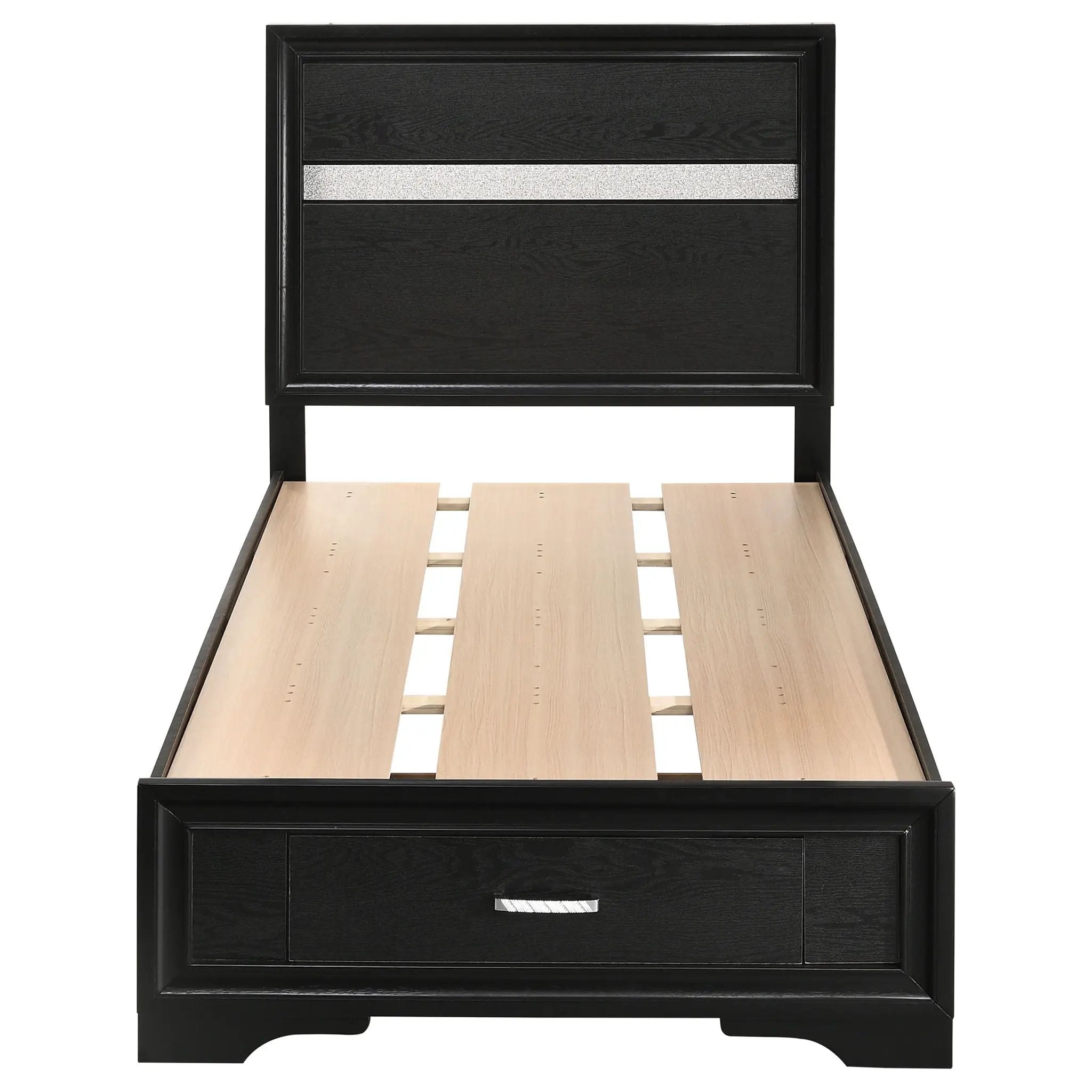 Miranda 51-inch Wood Twin Storage Panel Bed Black by Unique Piece Furniture