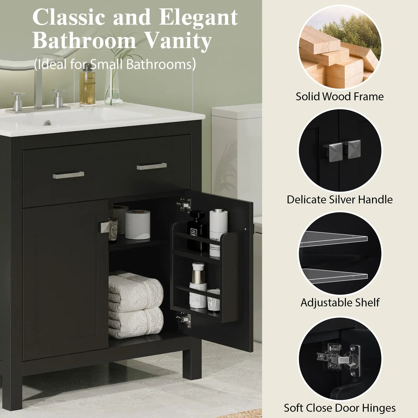60" Modern Black Bathroom Vanity Set by HouseOfZazla