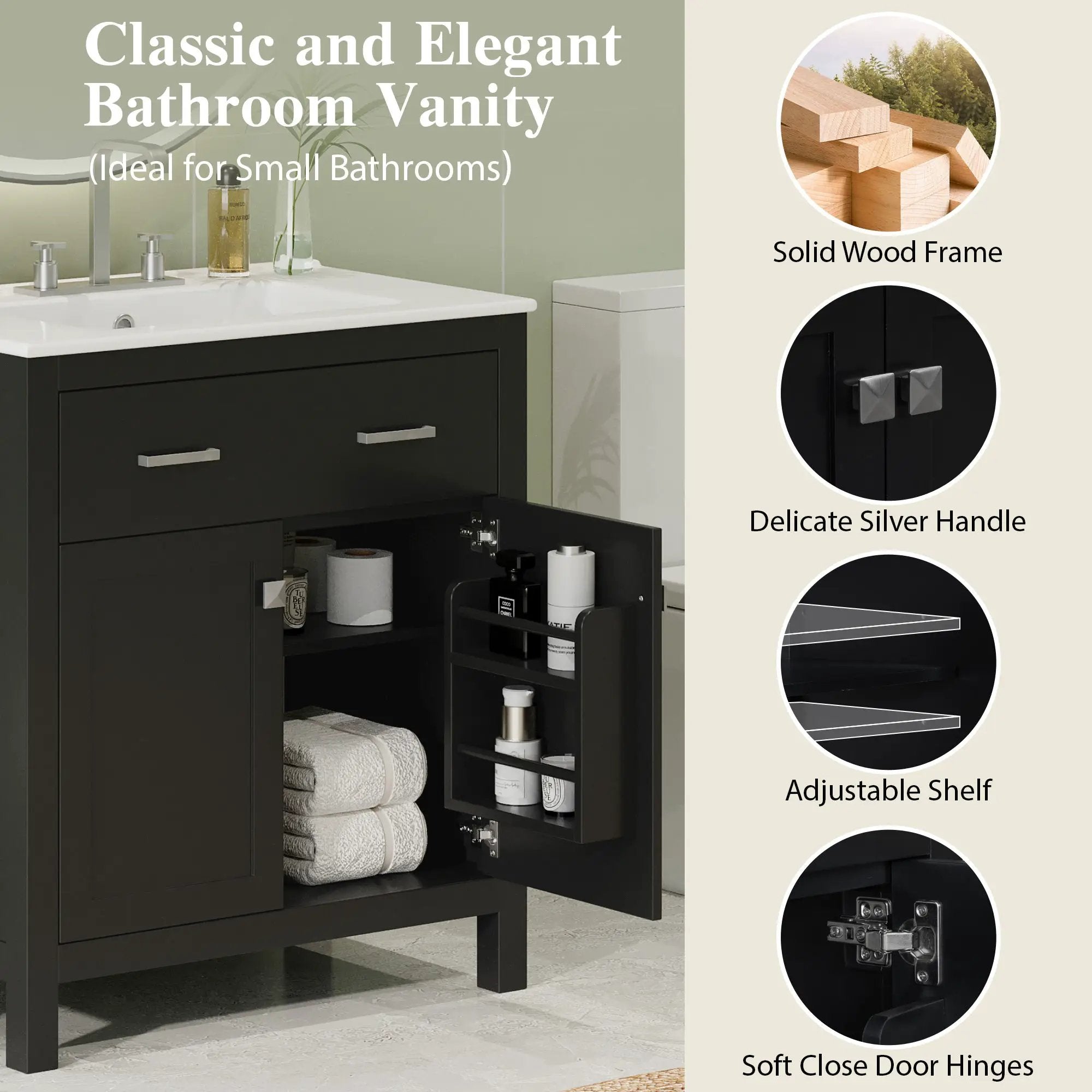 60" Modern Black Bathroom Vanity Set by HouseOfZazla