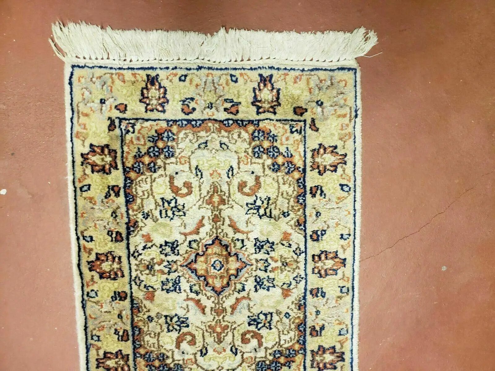 1' 8" X 2' 4" Handmade Floral Oriental Wool Rug Carpet Ivory by Jewel Rugs