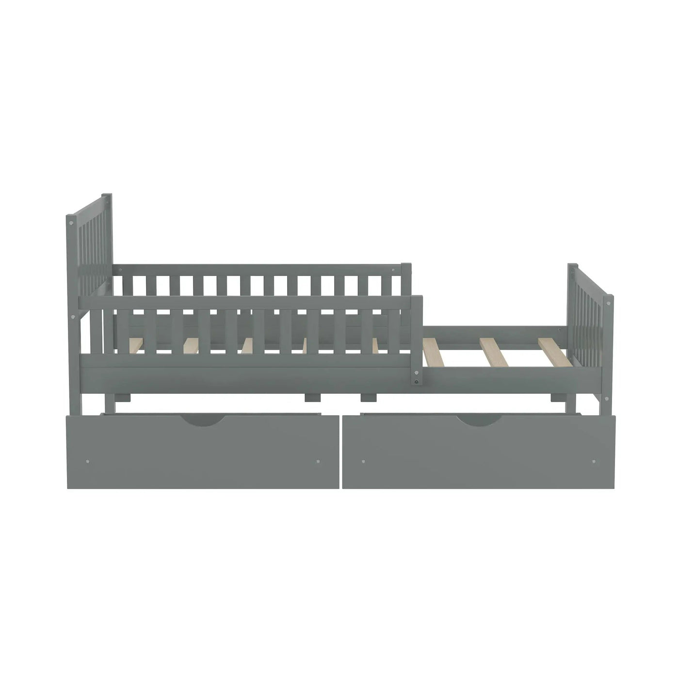 Platform Bed With Guardrails On Both Sides And 2 Storage Drawers by HouseOfZazla
