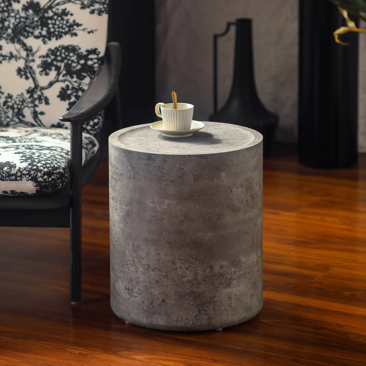 Modern Faux Concrete Round Corner Accent Table by HouseOfZazla