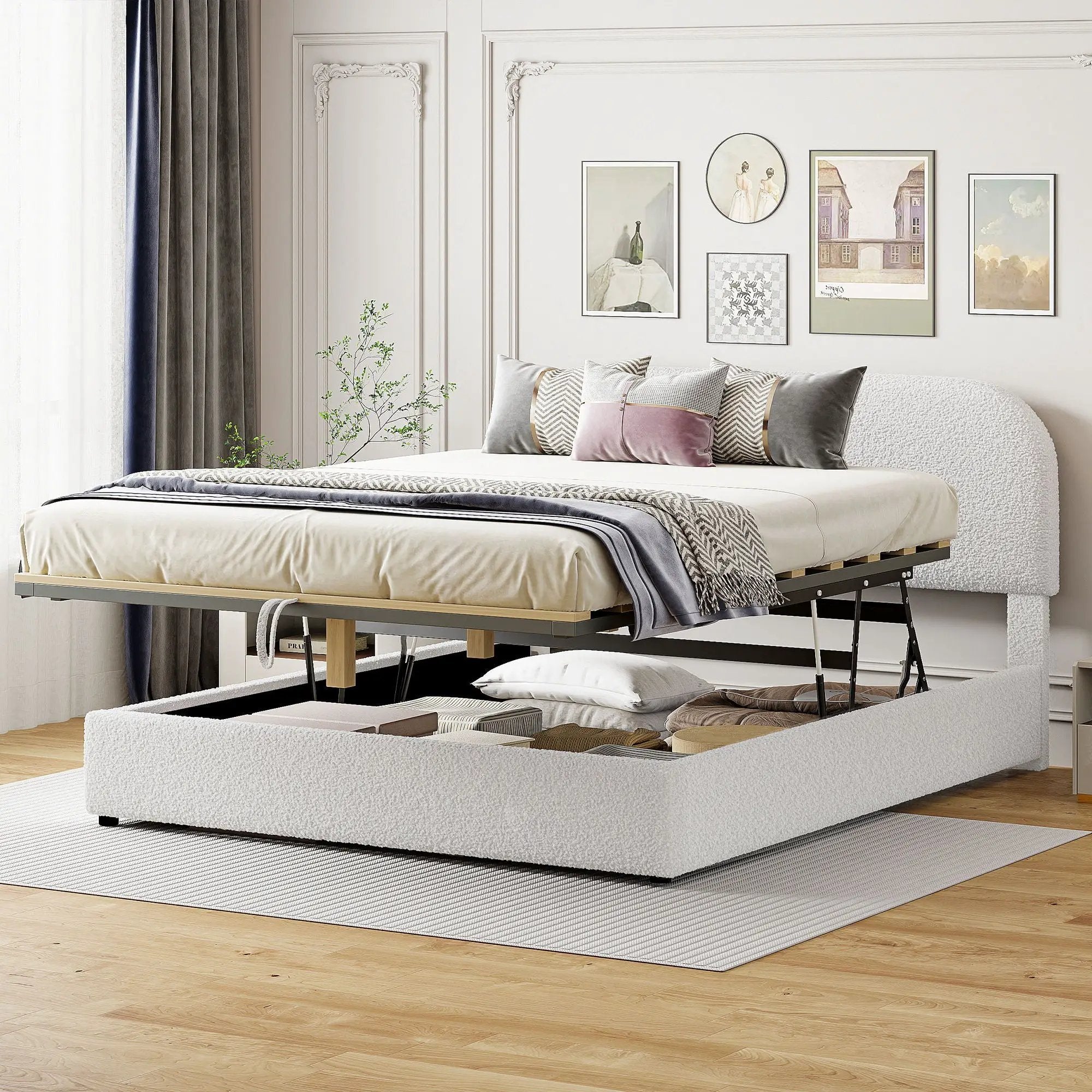 Upholstered Platform Bed With Hydraulic Storage System by Unique Piece Furniture