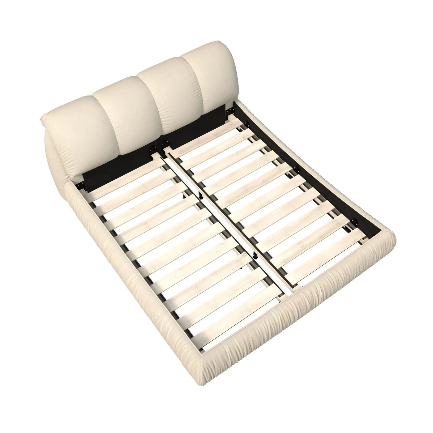 Luxury Upholstered Platform Bed With Oversized Padded Backrest And Solid Wood Frame by HouseOfZazla