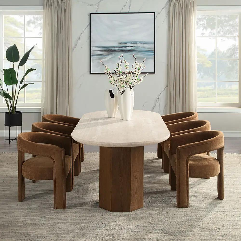 Leonardo - Arm Chair (Set of 2) - Brown Linen by Unique Piece Furniture
