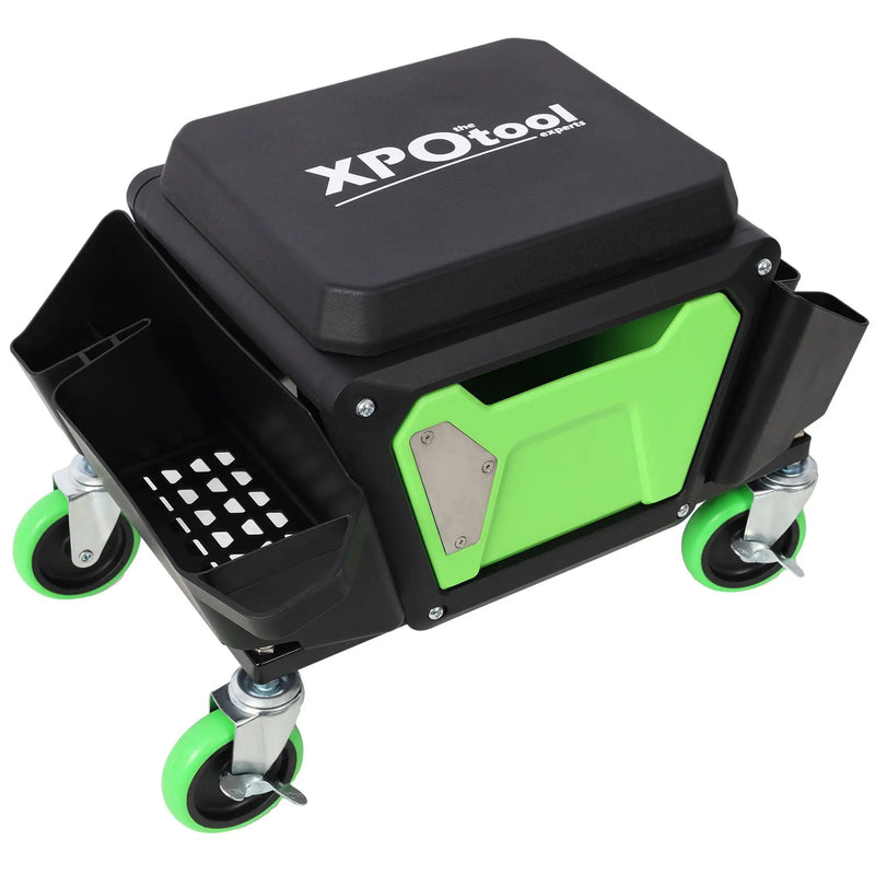 Heavy Duty Mechanic Stool With Wheels And Soft Rubber Cushion And 330Lbs Capacity - Green by HouseOfZazla