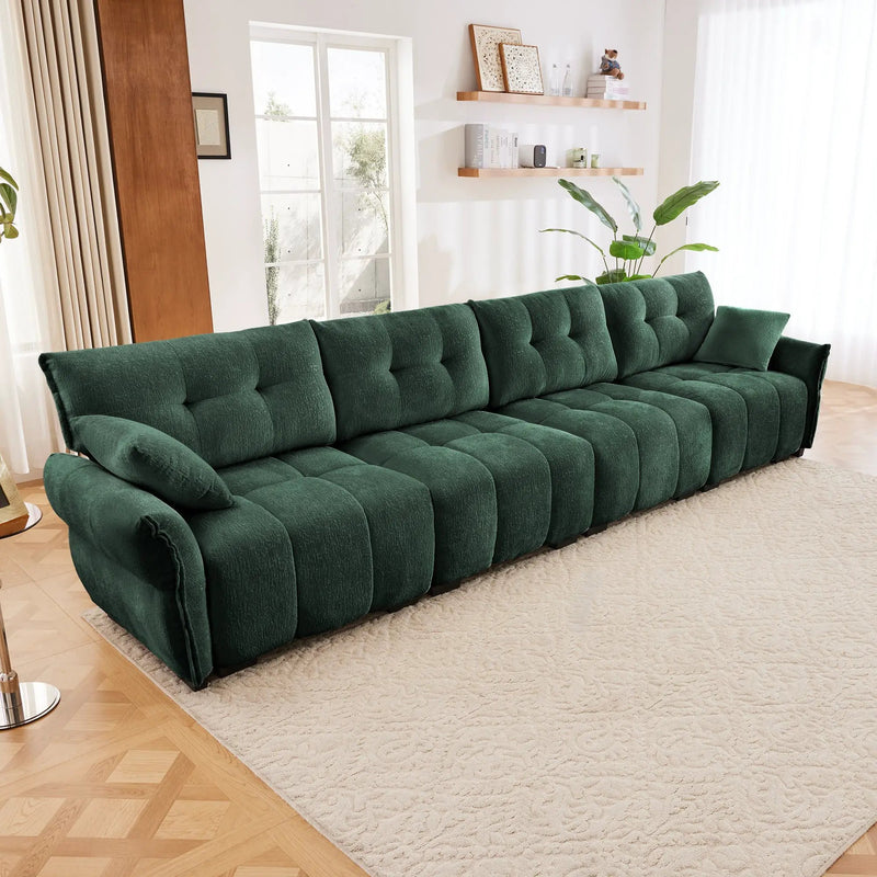 Modern 4-Seater Sofa, Solid Wood Frame In Premium Chenille by HouseOfZazla