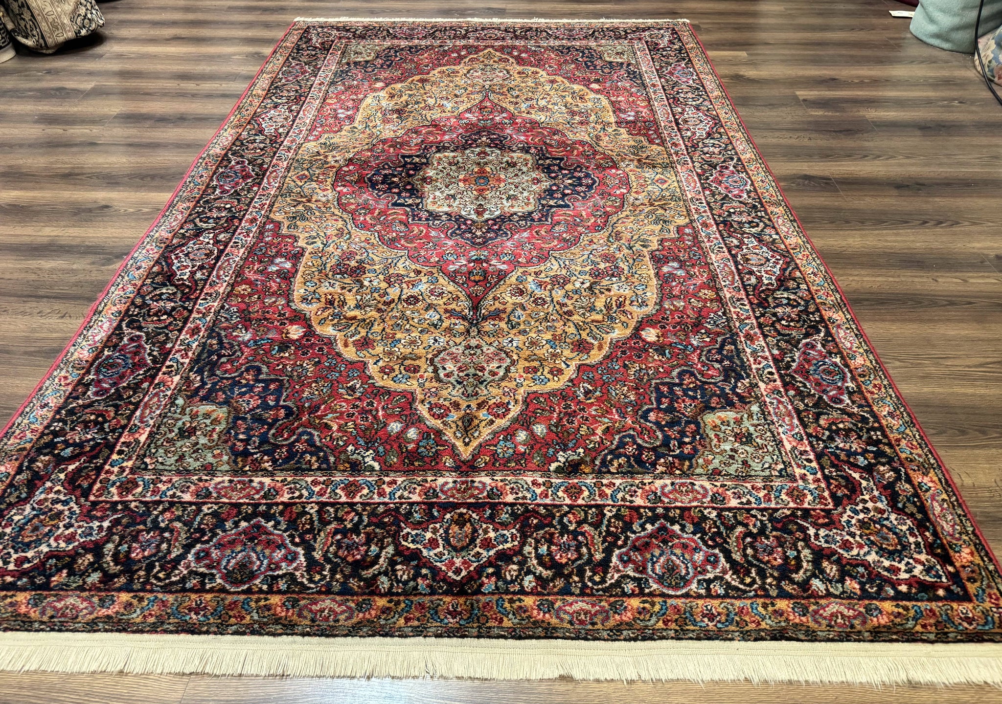 Karastan Rug 5.9 x 9 Medallion Kirman #700/718, Original 700 Series, Wool, Discontinued, Vintage by Jewel Rugs
