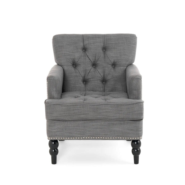 Harrison Tufted Club Chair with Button Tufted Back and Birch Wood Legs