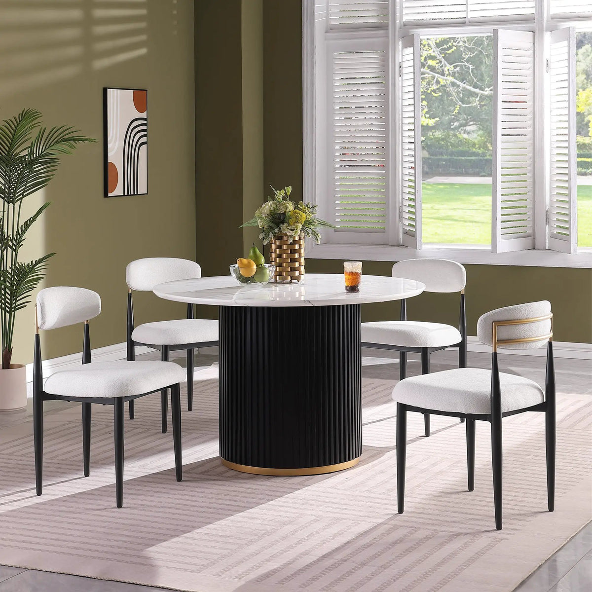 46 Inch Round Faux Marble Dining Table by HouseOfZazla
