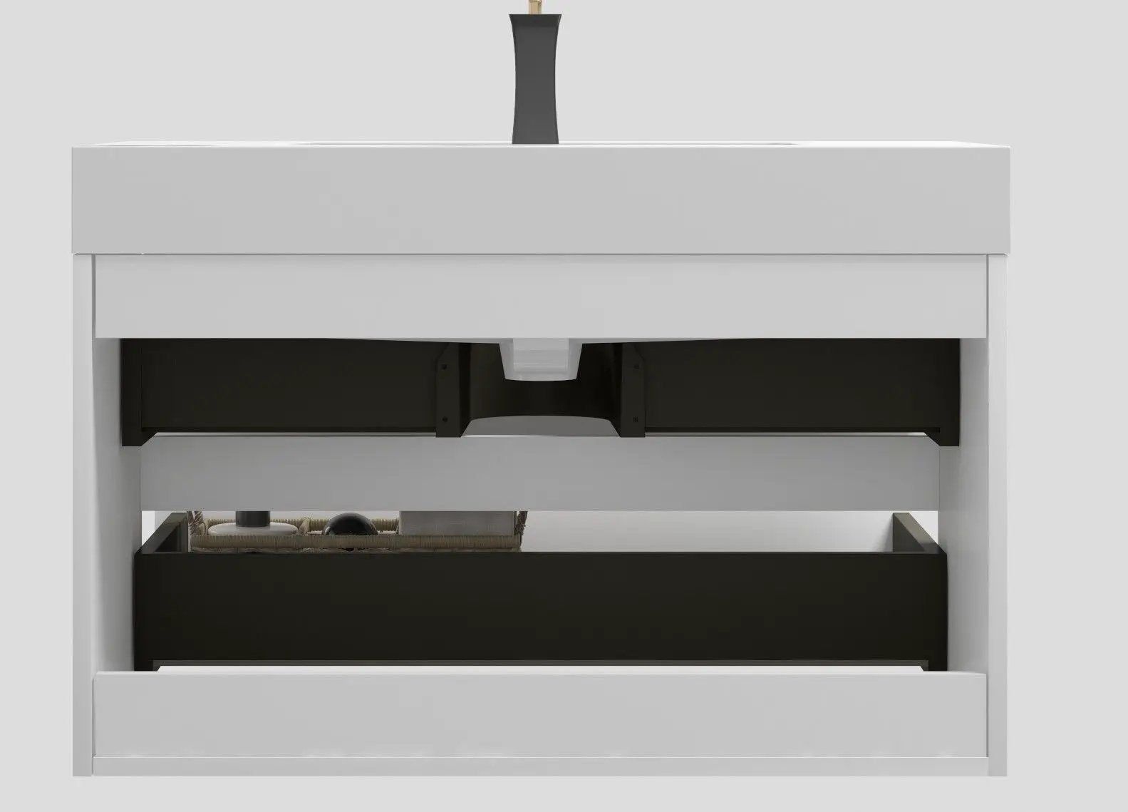 Alice - Bathroom Vanity With Large Storage, Sink Wall Mounted Floating Bathroom Vanity For Modern Bathroom, One-Piece Sink Basin Without Drain And Faucet by HouseOfZazla