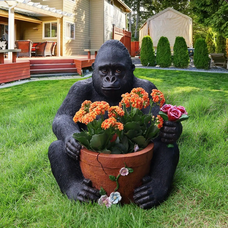 Outdoor Garden Sculpture Chimpanzees Flower Pot Planter by HouseOfZazla