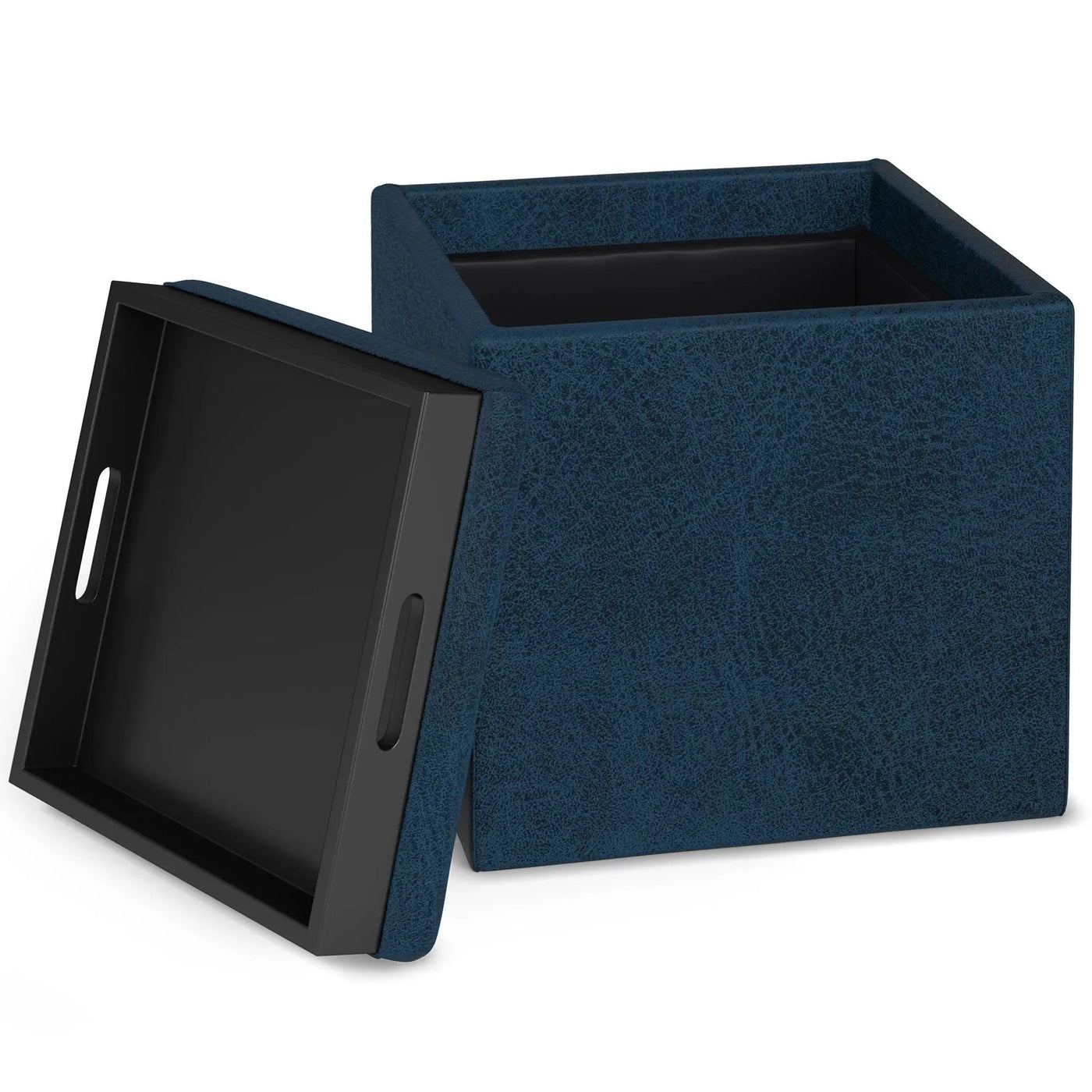 Rockwood - Upholstered Cube Storage Ottoman With Tray by HouseOfZazla
