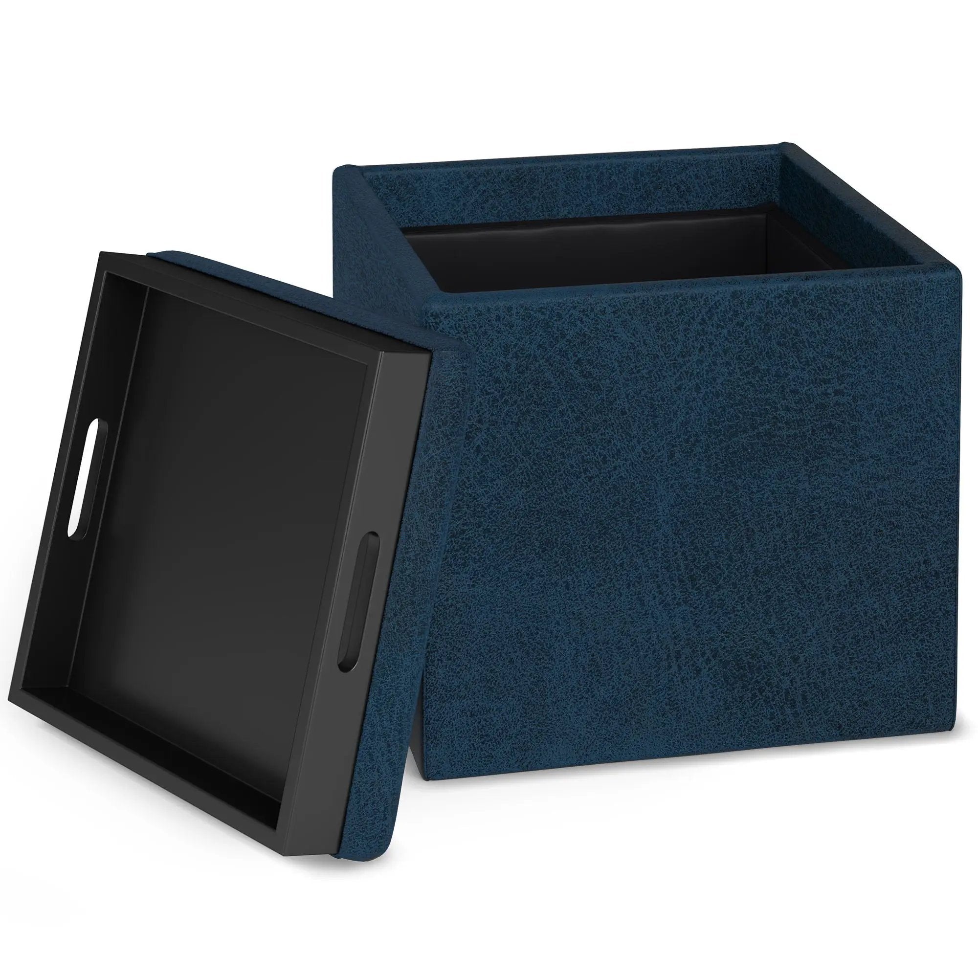 Rockwood - Upholstered Cube Storage Ottoman With Tray by HouseOfZazla