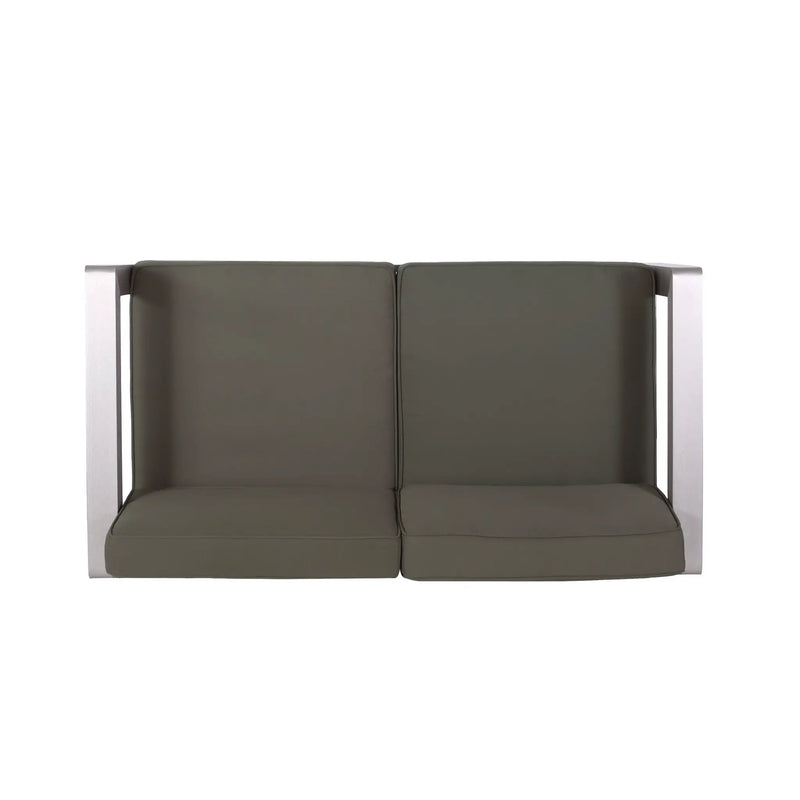 Outdoor Aluminum Loveseat – Low-Profile Patio Seating with Deep Cushions by HouseOfZazla