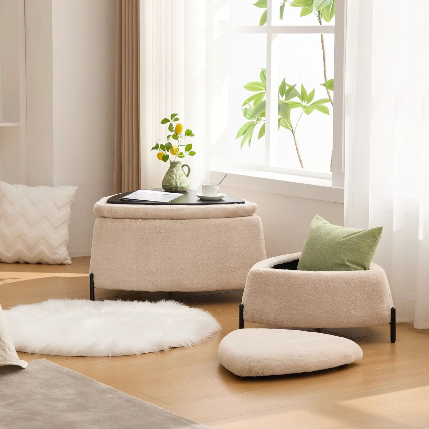 Upholstered Storage Ottoman Set With Reversible Lid by Unique Piece Furniture