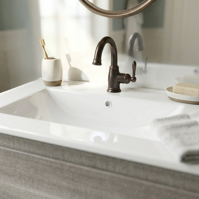 24"W x 18.5"D Drop-In Bathroom Ceramic Vessel Sink with Single Hole by HouseOfZazla