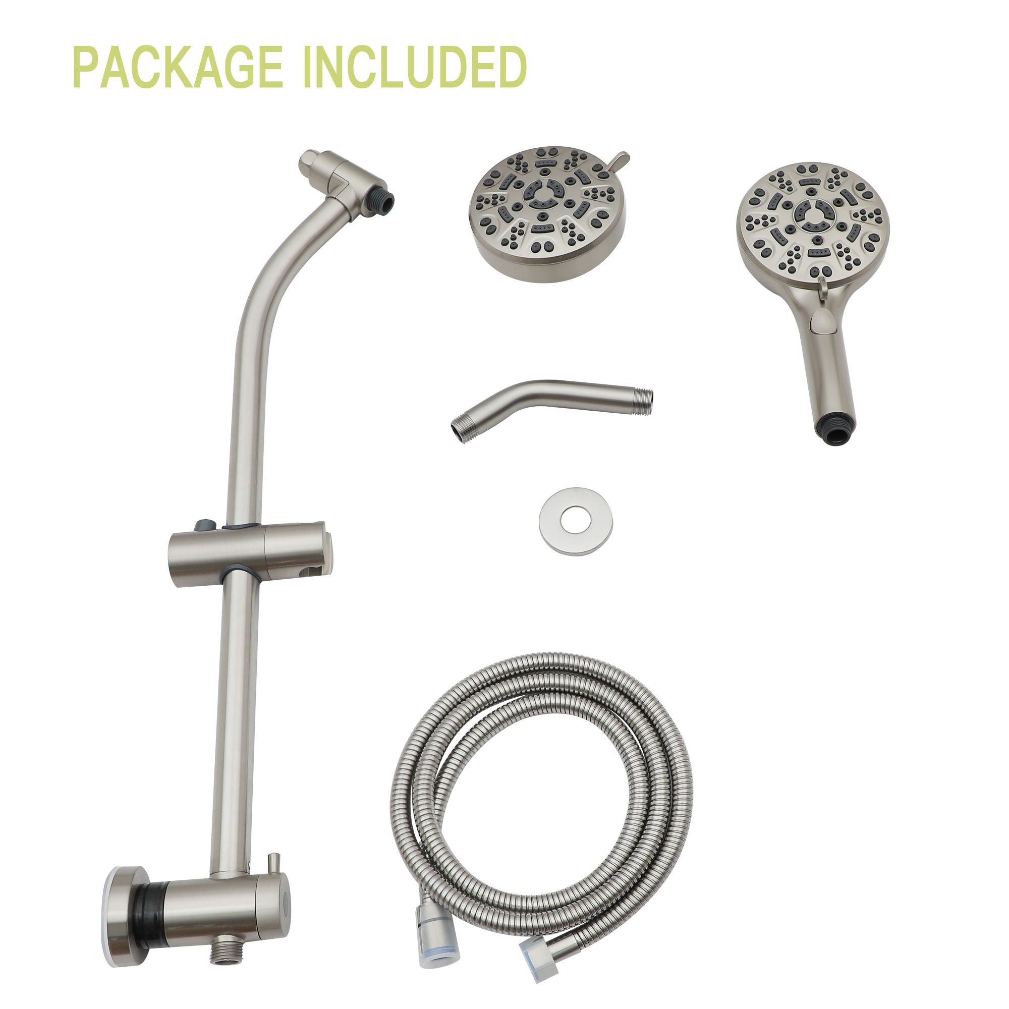 Multi Function Dual Shower Head System With 4.7" Rain Showerhead, 8 Function Hand Shower, Adjustable Slide Bar by HouseOfZazla