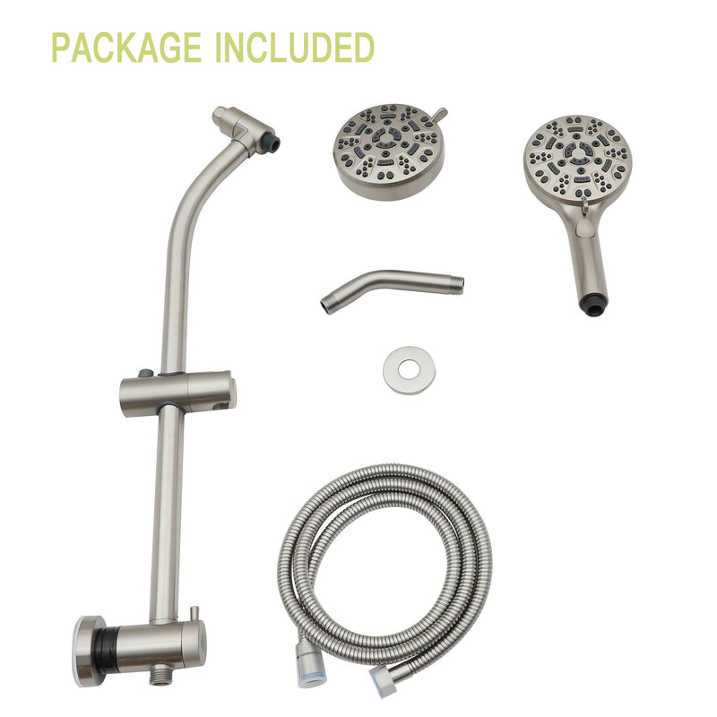 Multi Function Dual Shower Head System With 4.7" Rain Showerhead, 8 Function Hand Shower, Adjustable Slide Bar by HouseOfZazla