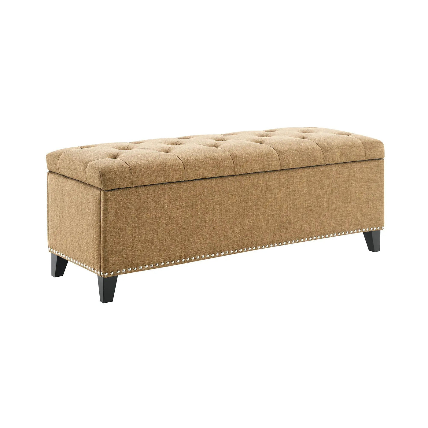 Button-Tufted Storage Ottoman With Safety Close Hinge by HouseOfZazla