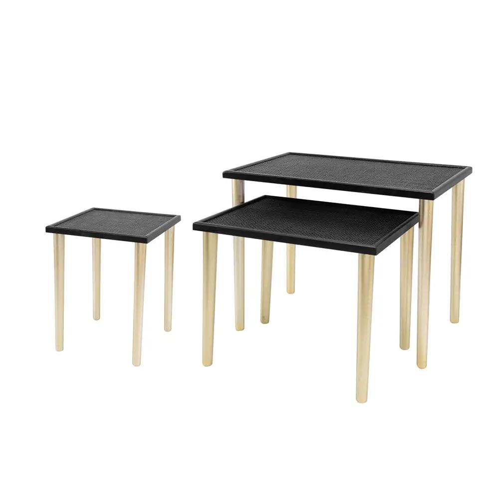 Side Tables (Set of 3) - Black / Gold by HouseOfZazla