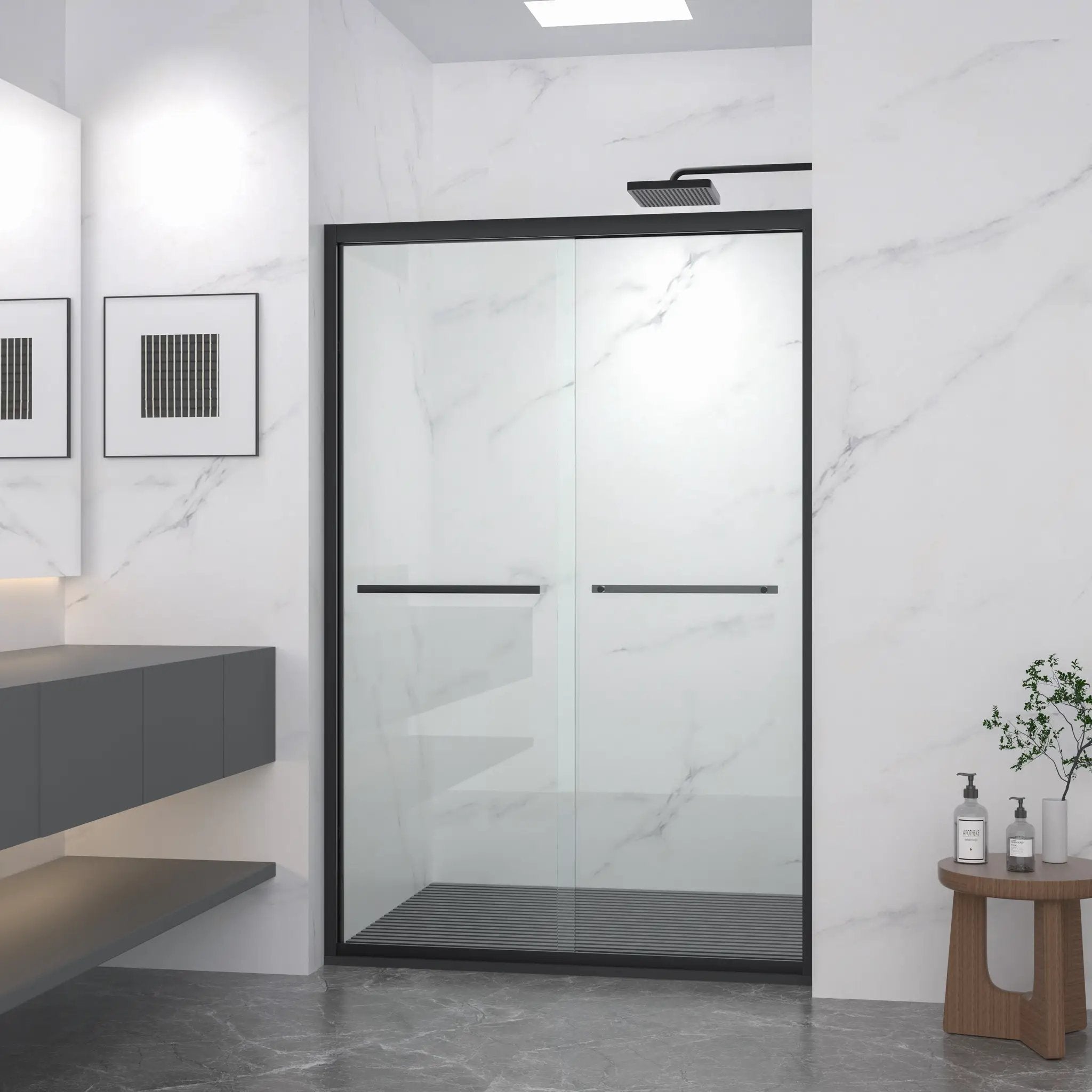 Aluminum Frame Double Sliding Shower Door by HouseOfZazla