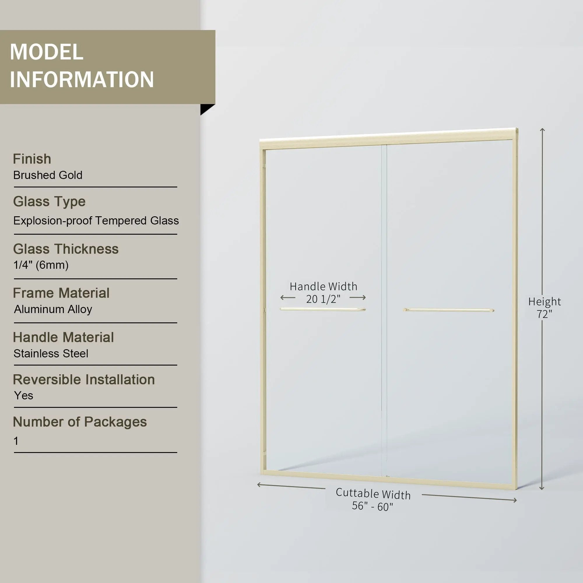 Double Sliding Shower Door, Semi-Frameless Bypass Bathroom Sliding Door With 1/4" (6 Mm) Tempered Glass For Walk-In Shower by HouseOfZazla