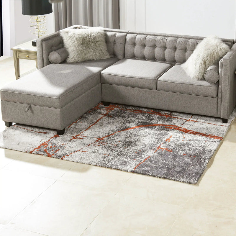 Quarry - 5' X 6.5' Abstract Area Rug - Gray / Orange by Unique Piece Furniture