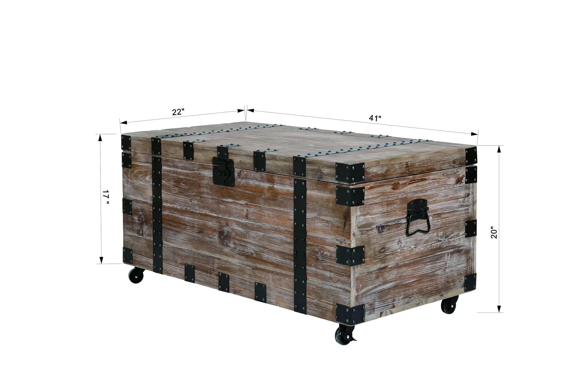 Trunk Table And Side Table With Large Storage Dress Up Your Liviing Room (Set of 3) - Antique Gray by HouseOfZazla