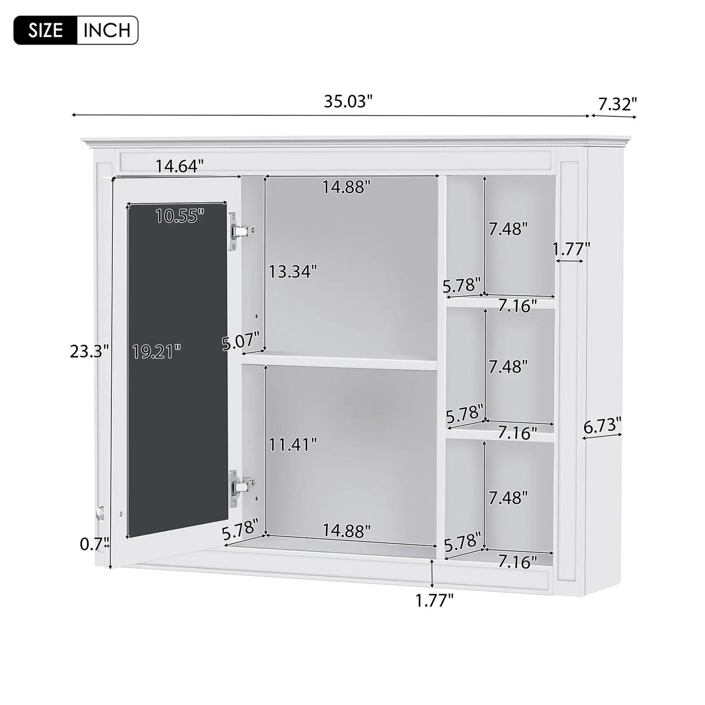 Wall Mounted Medicine Cabinet With Mirror and 6 Open Shelves by HouseOfZazla
