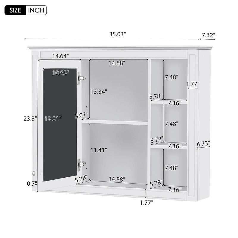 Wall Mounted Medicine Cabinet With Mirror and 6 Open Shelves by HouseOfZazla