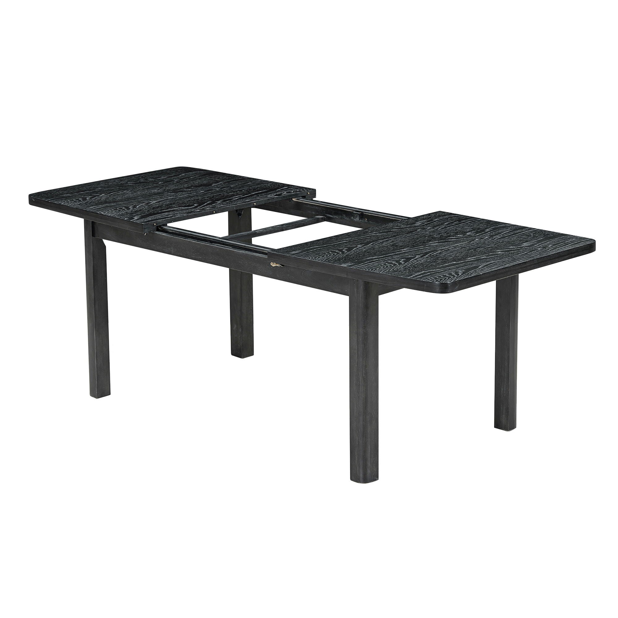 Topmax - Rustic Extendable Dining Table Set With Removable Leaf, 6 Upholstered Armless Dining Chairs And 2 Padded Arm Chairs, 9 Pieces by HouseOfZazla
