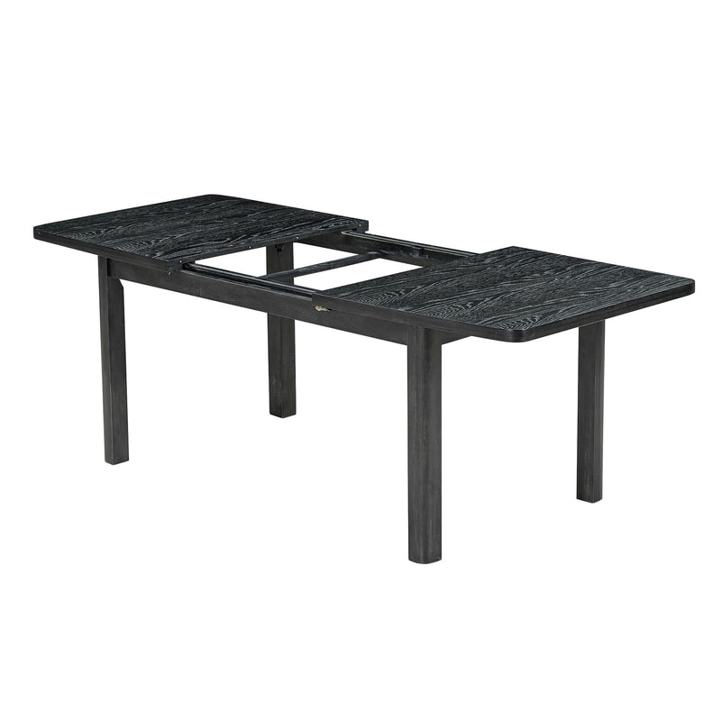 Topmax - Rustic Extendable Dining Table Set With Removable Leaf, 6 Upholstered Armless Dining Chairs And 2 Padded Arm Chairs, 9 Pieces by HouseOfZazla