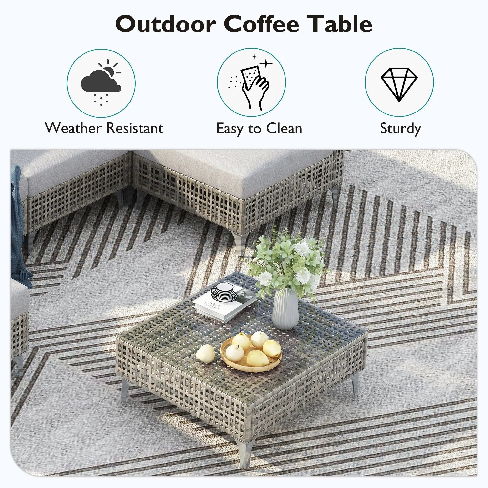 K&K Patio 8-Piece Patio Furniture Set with 43" Fire Pit Table by HouseOfZazla
