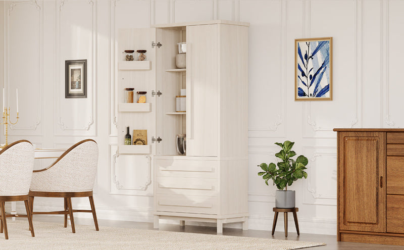 70" Kitchen Pantry Cabinet with Solid Wood Handles and Adjustable Storage by HouseOfZazla