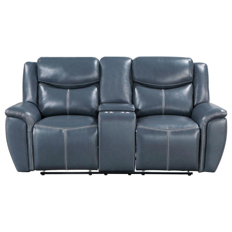 Sloane Upholstered Padded Arm Reclining Loveseat Blue by Unique Piece Furniture