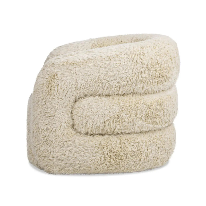 Colt - Fur Swivel Upholstered Barrel Accent Arm Chair - Cream Beige by Unique Piece Furniture